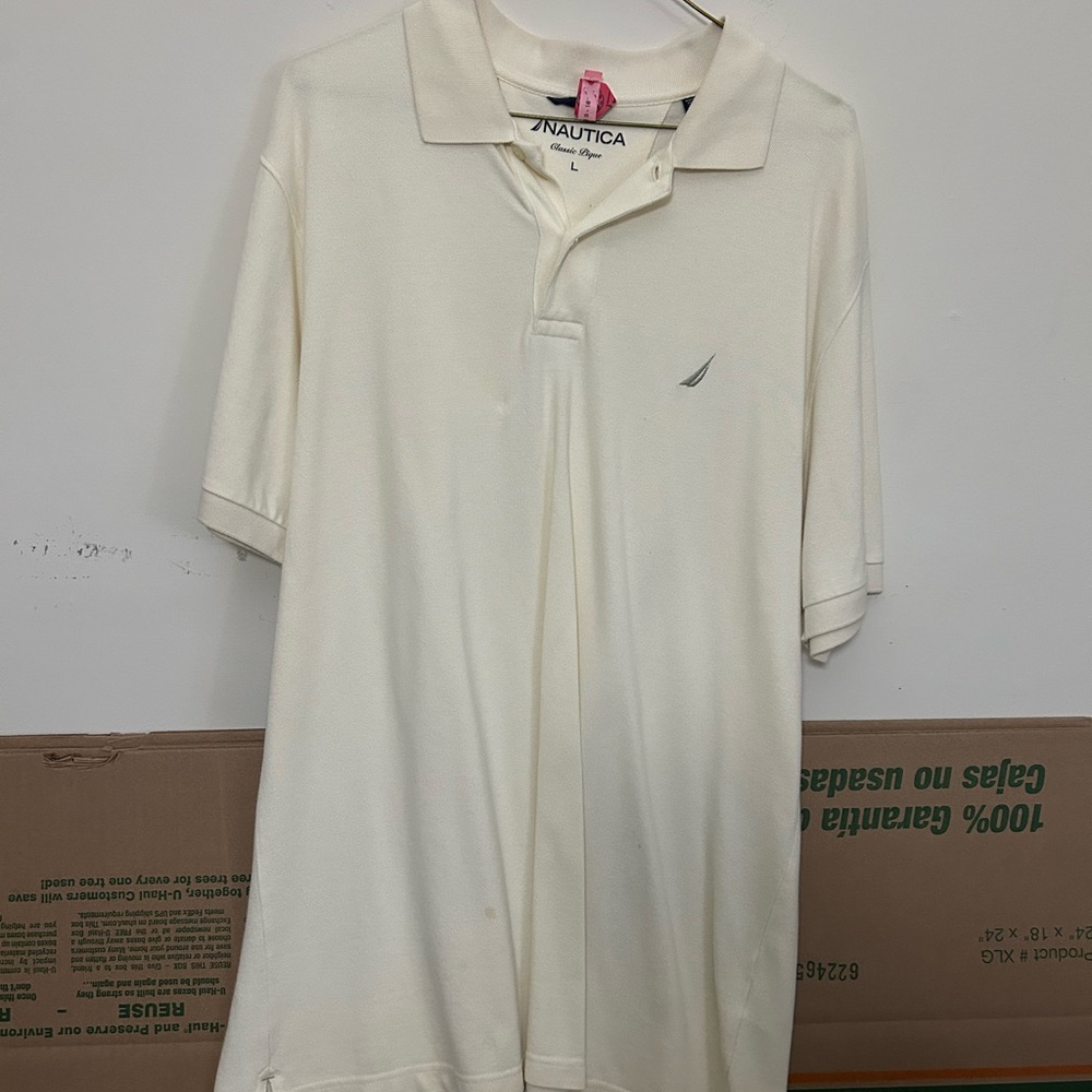 Nautica Cream‎ Polo Shirt Classic Casual Style